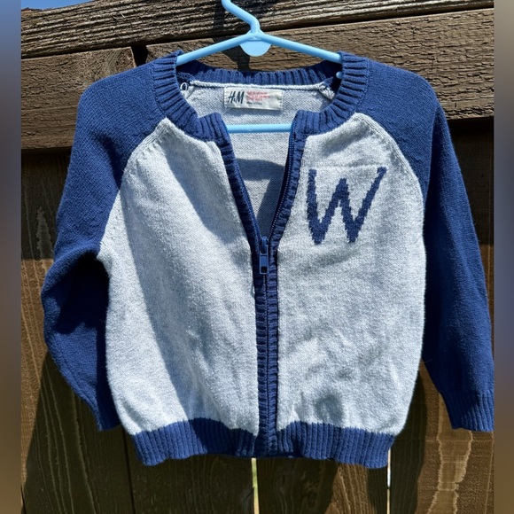 H&M Kids Navy and White Zip-Up Sweater - Picture 1 of 3